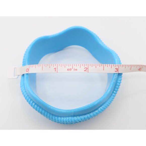 Sky Blue Wavy Textured Rope Wide Cuff Acrylic Bracelet Unsigned Chunky - Picture 6 of 6